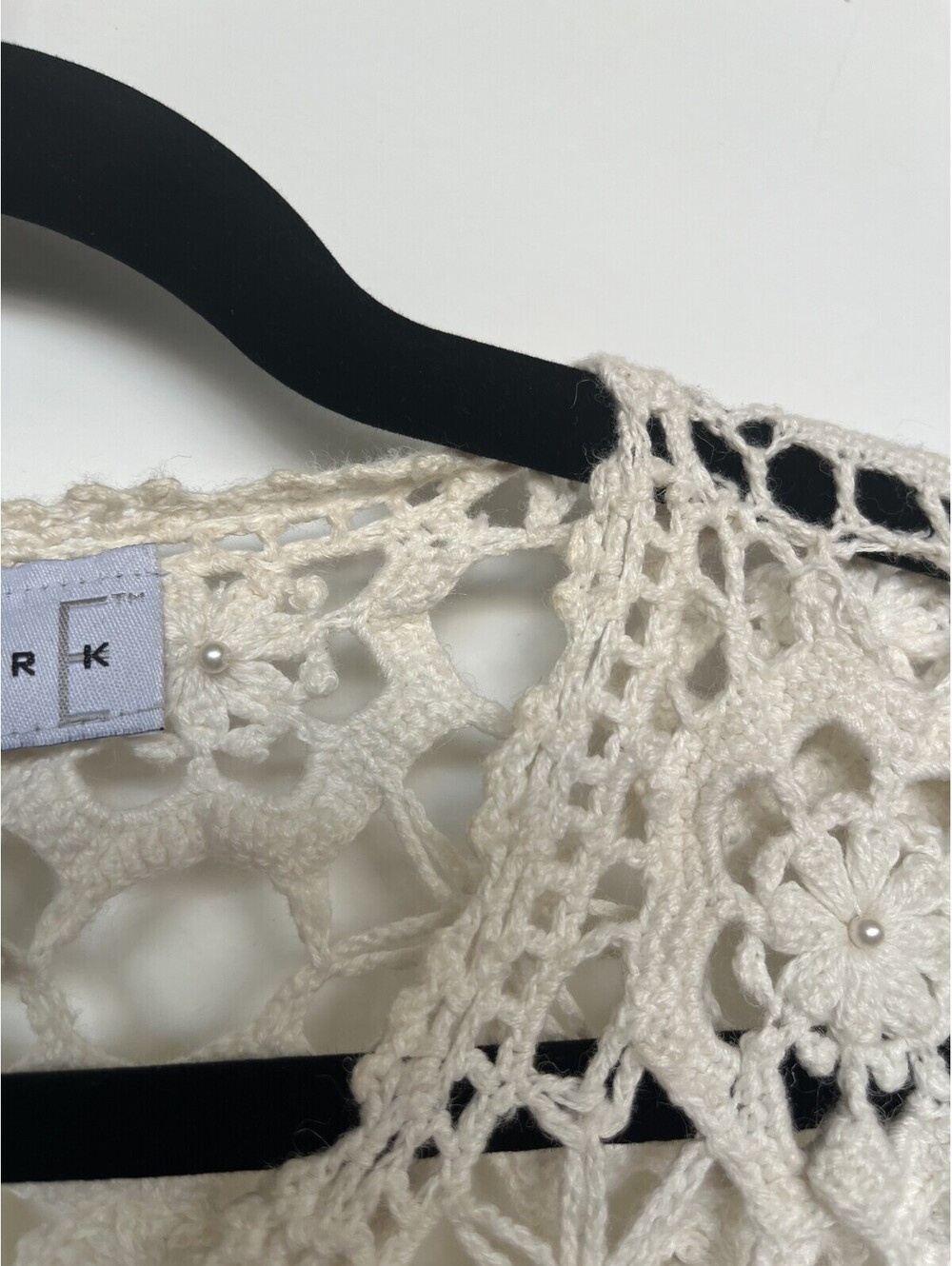 Vintage 90s Style New York Ramie-Cotton Lace Knit Top Cream Large - Picture 3 of 7